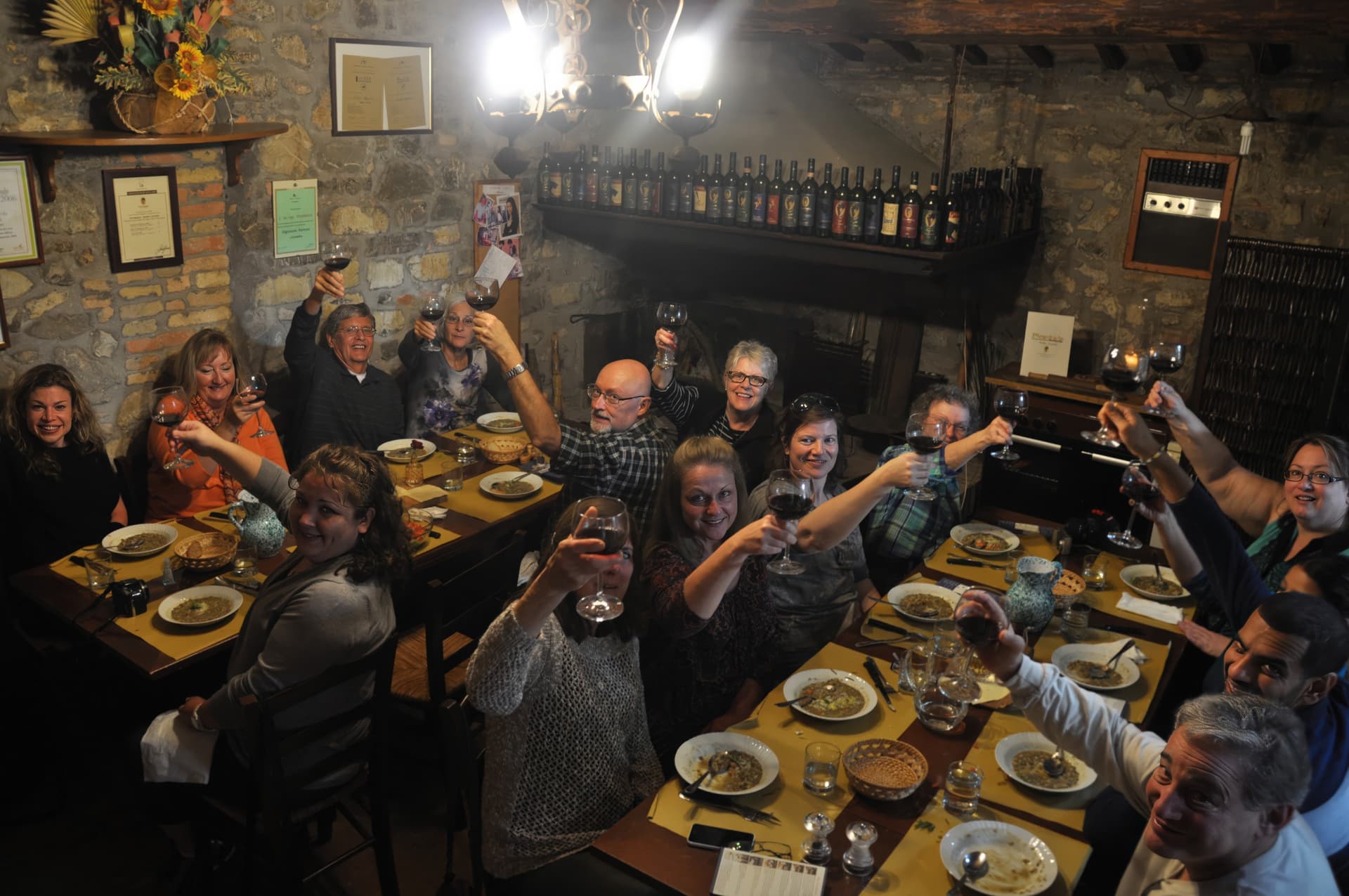 Team moment at village dinner
